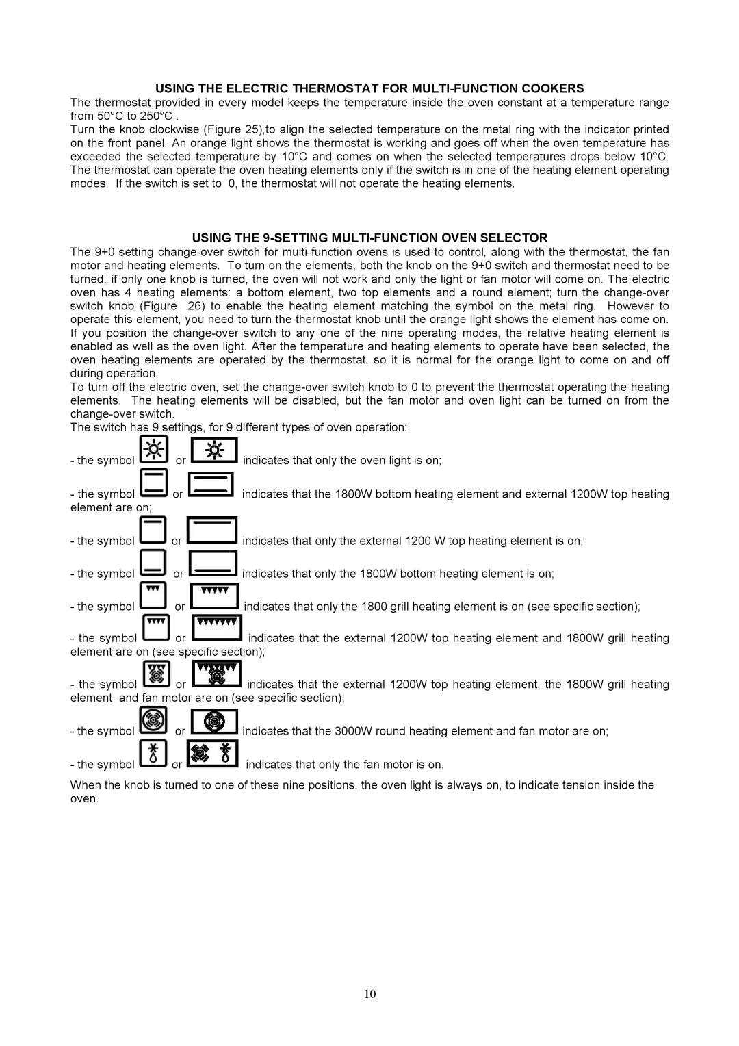 Teka FSFF90GGS/S 40297240 manual Using the Electric Thermostat for MULTI-FUNCTION Cookers 