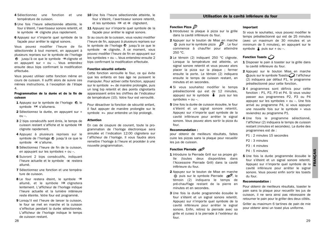 Teka HX-45.15 manual Utilisation de la cavité inférieure du four 