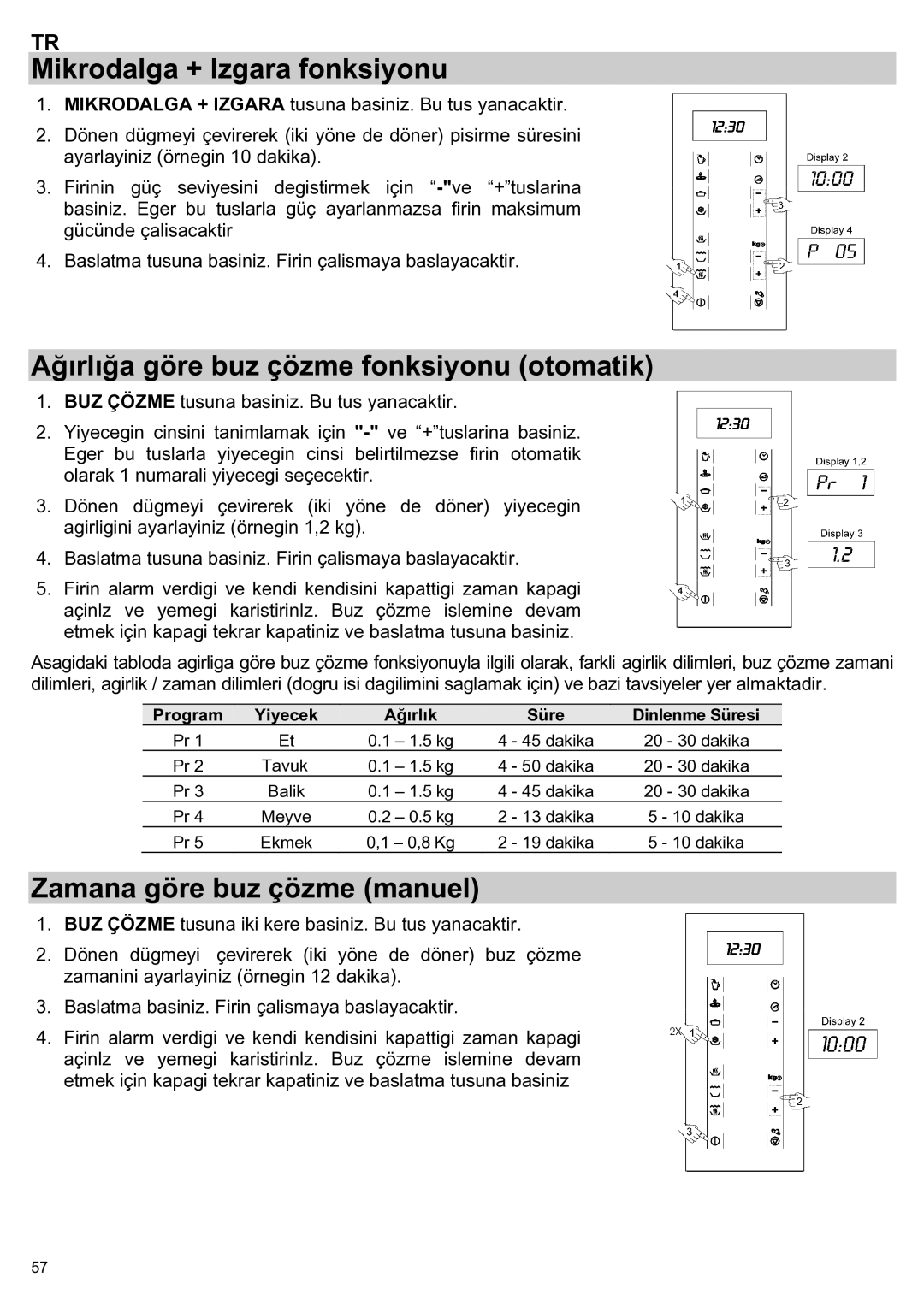 Teka ieka MWL 20 BIT manual Mikrodalga + Izgara fonksiyonu, Ağırlığa göre buz çözme fonksiyonu otomatik 