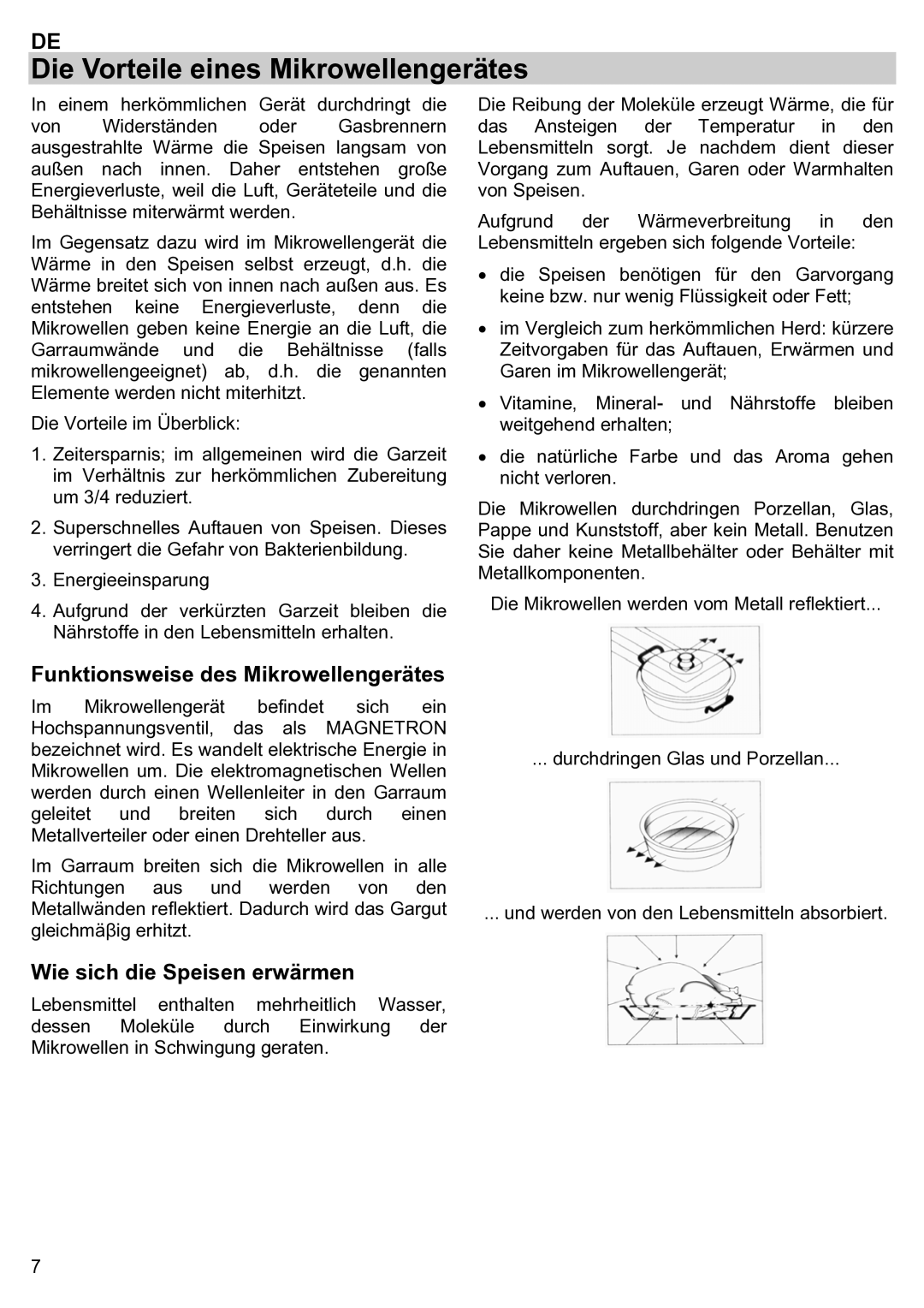 Teka ieka MWL 20 BIT manual Die Vorteile eines Mikrowellengerätes, Funktionsweise des Mikrowellengerätes 