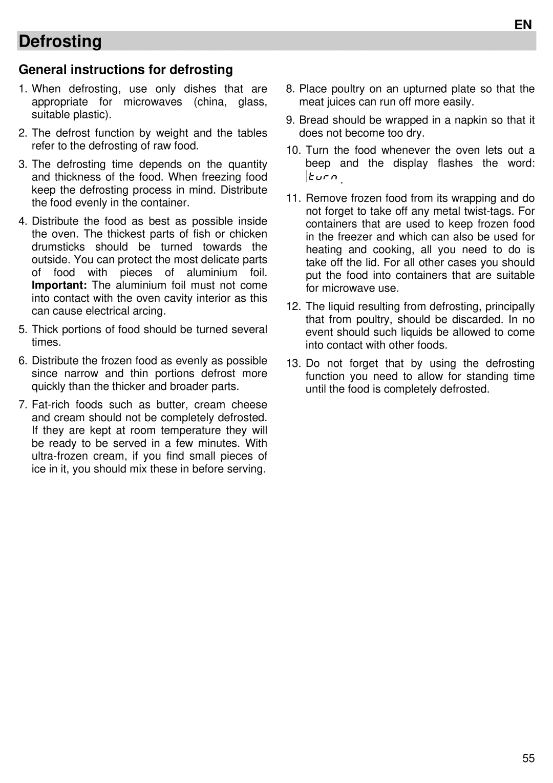 Teka MC 32 BIS manual General instructions for defrosting 