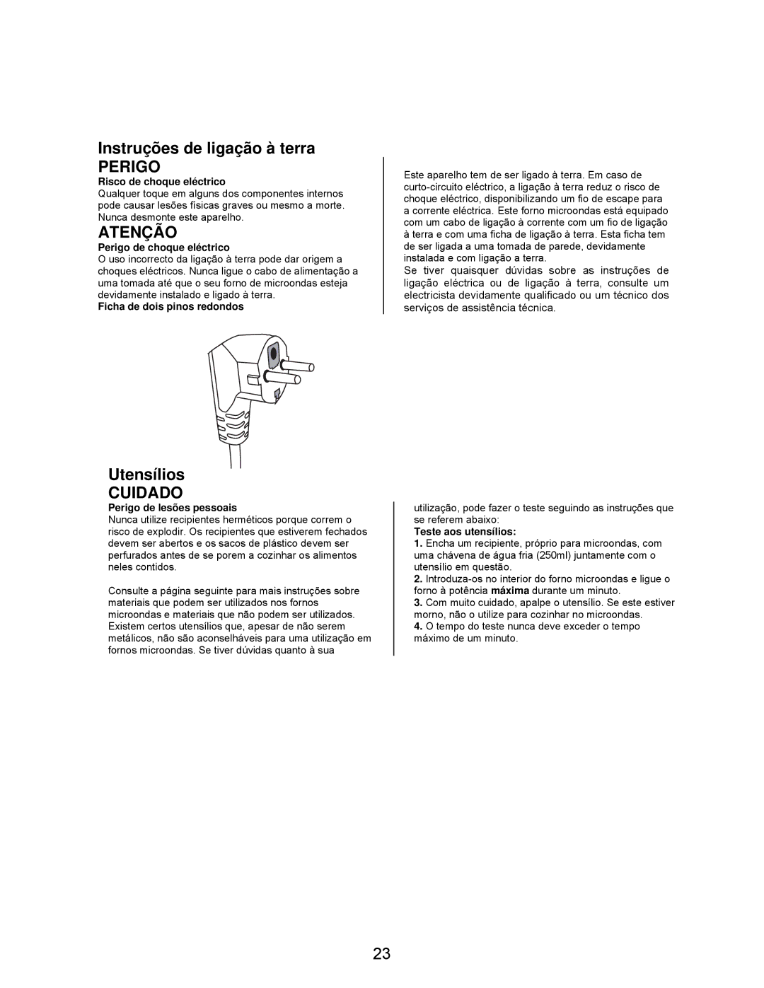 Teka MW 21 IMS INOX manual Perigo, Atenção, Cuidado 