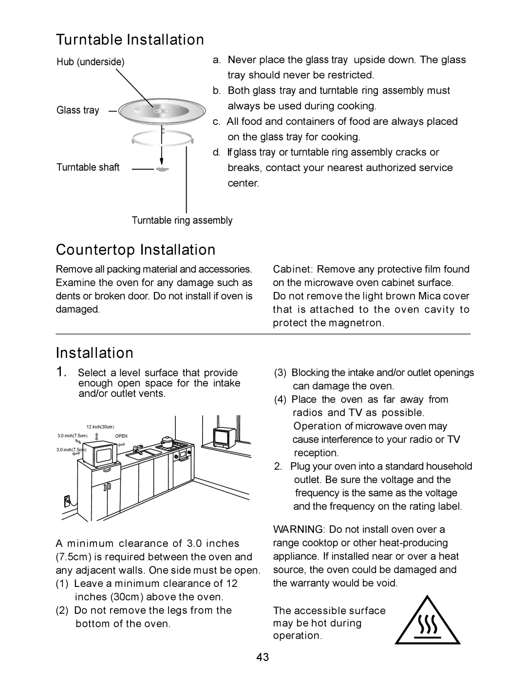 Teka MW 21 IMS INOX manual Turntable Installation 