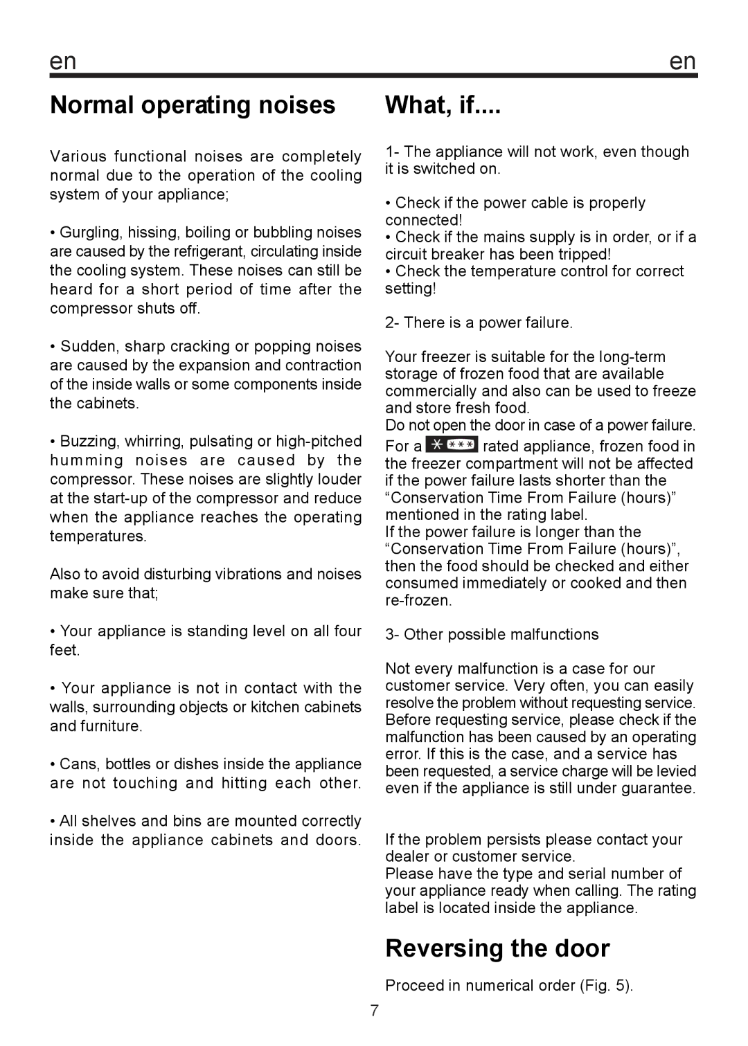 Teka TGF 270 manual Normal operating noises What, if, Reversing the door, Proceed in numerical order Fig 
