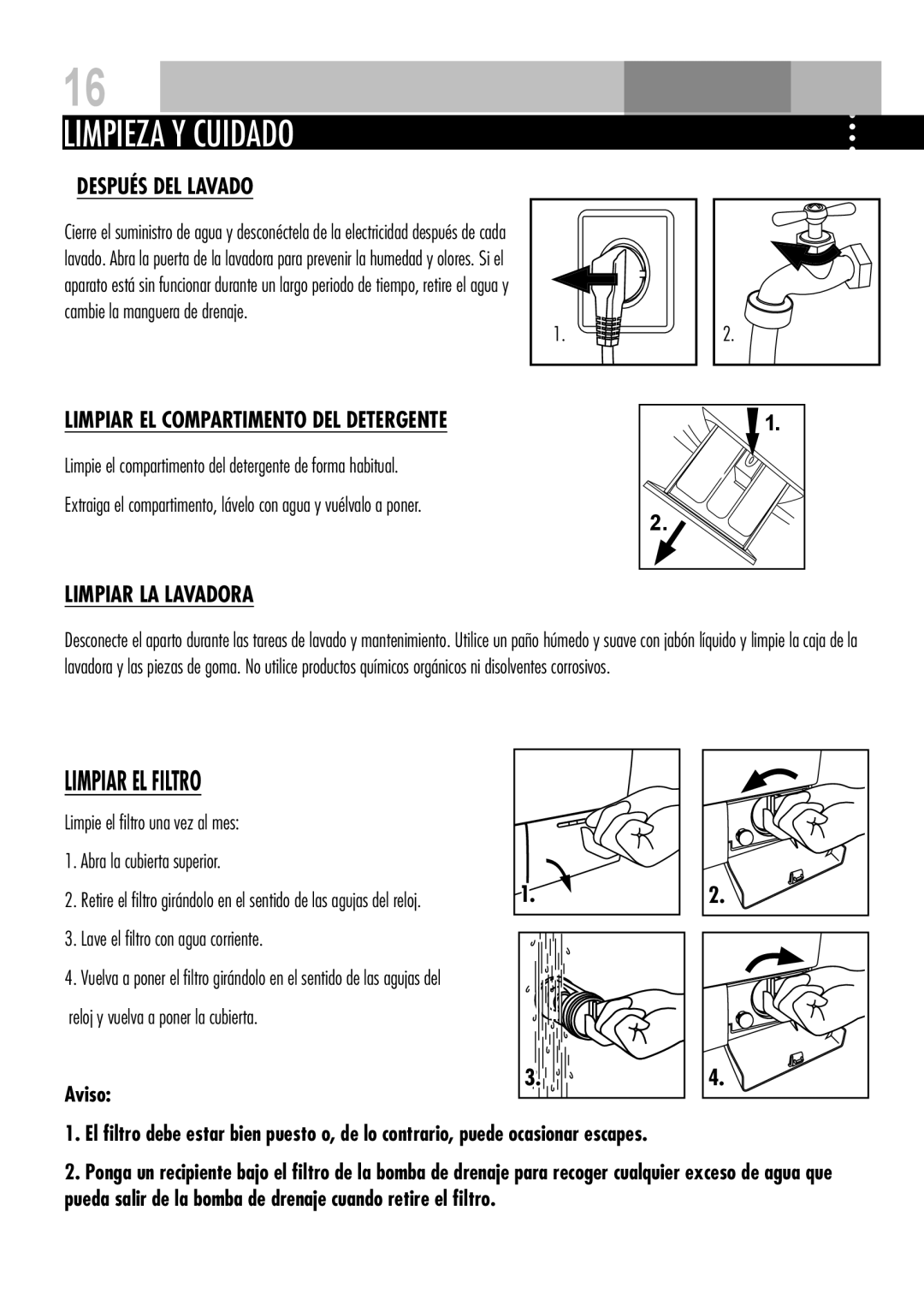 Teka TKM 1200, TK2 1070 S, TK2 1280 I manual Limpieza Y Cuidado, Limpiar EL Compartimento DEL Detergente, Limpiar LA Lavadora 