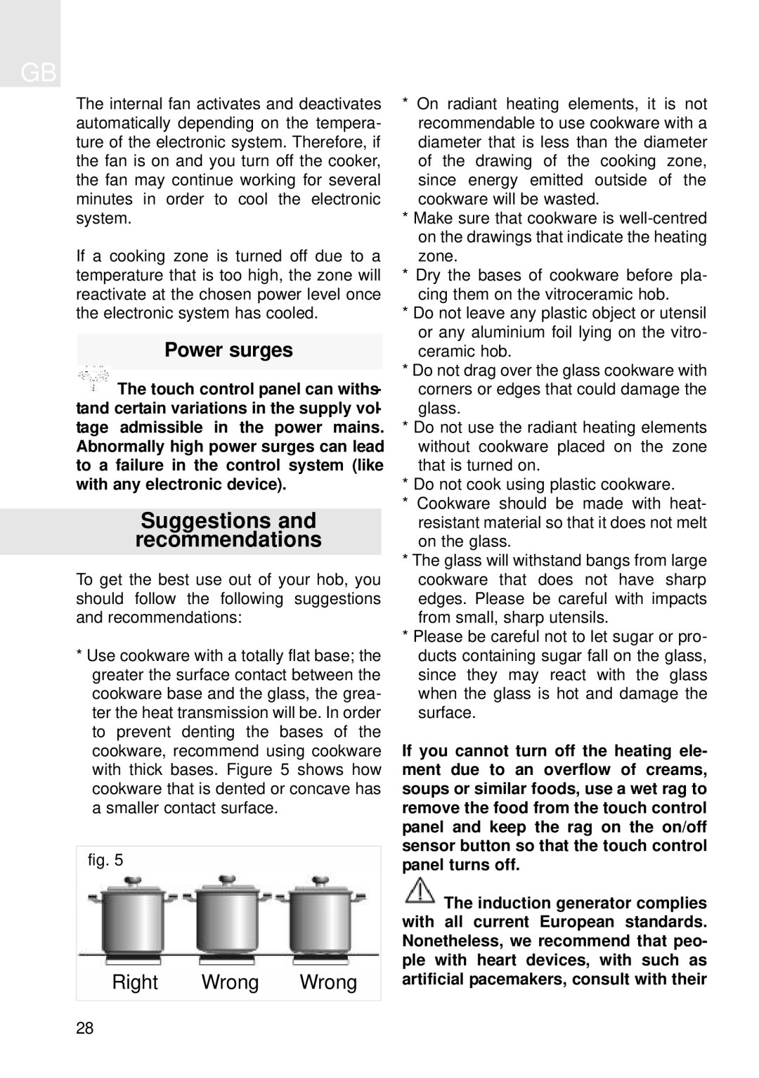 Teka TRX 645, IQX 635, IRX 635, TRX 635 manual Suggestions and recommendations, Power surges 