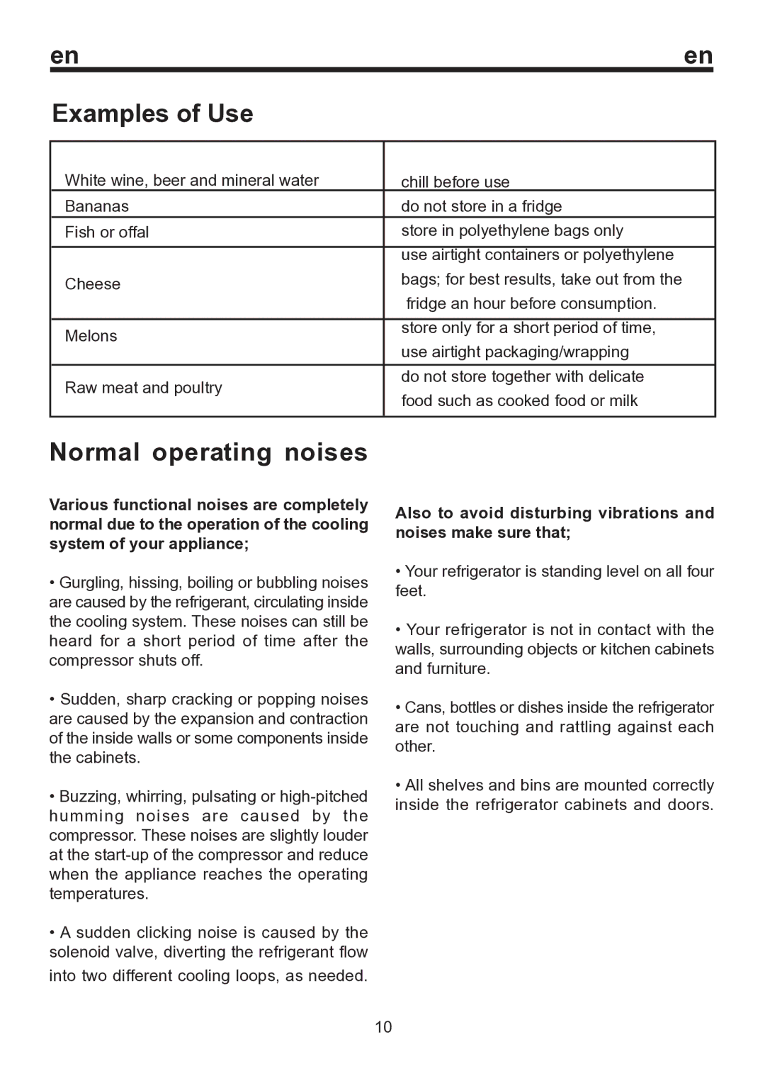 Teka TSE 342A manual Examples of Use, Normal operating noises 