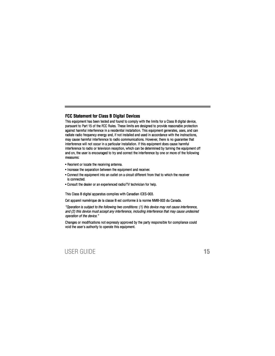 Tekkeon ET2000 manual FCC Statement for Class B Digital Devices, User Guide 