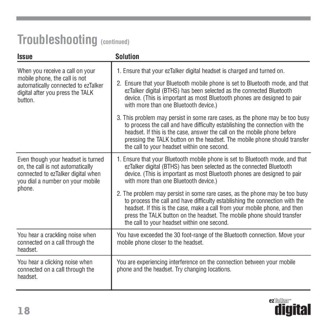 Tekkeon ET3000 manual When you receive a call on your 