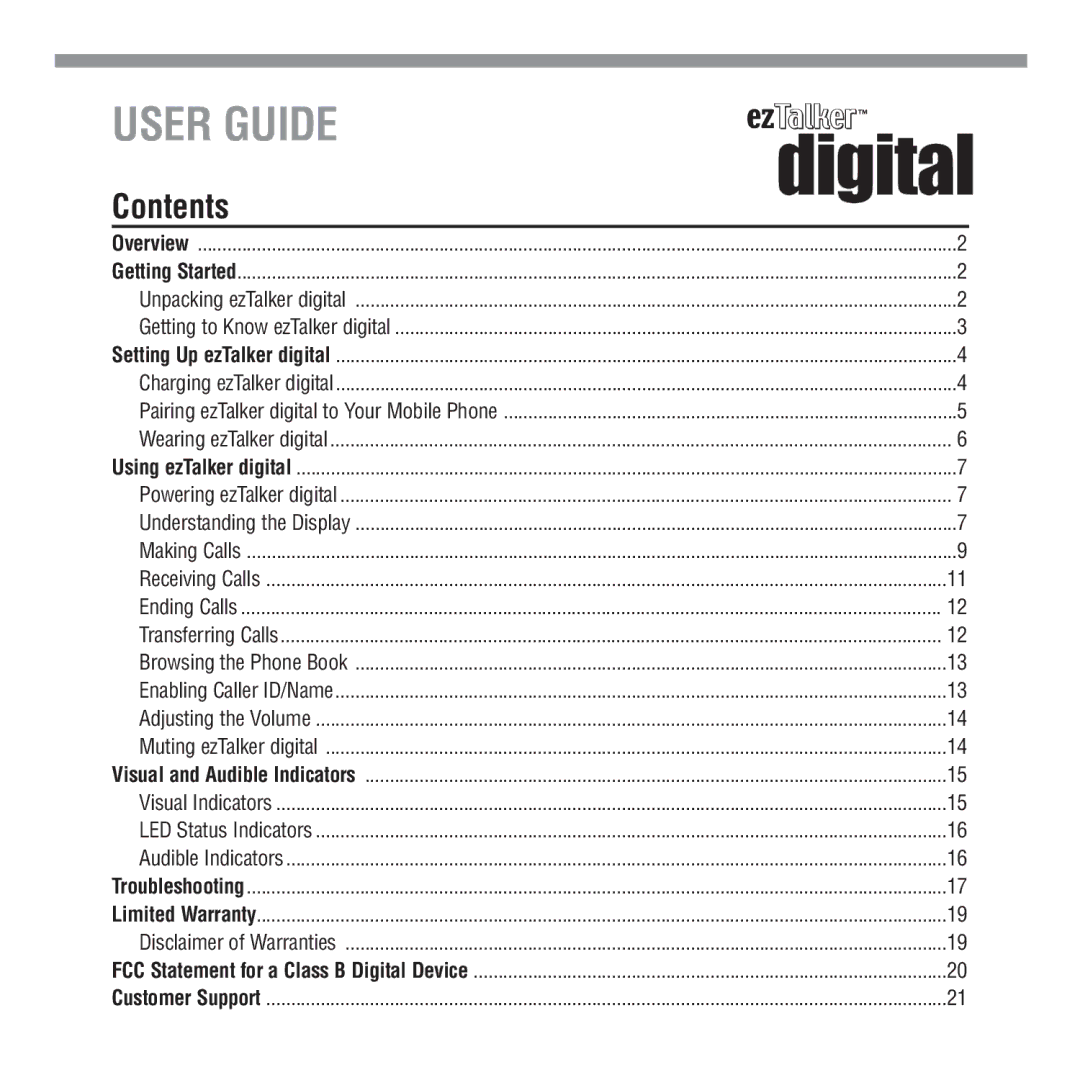 Tekkeon ET3000 manual User Guide, Contents 