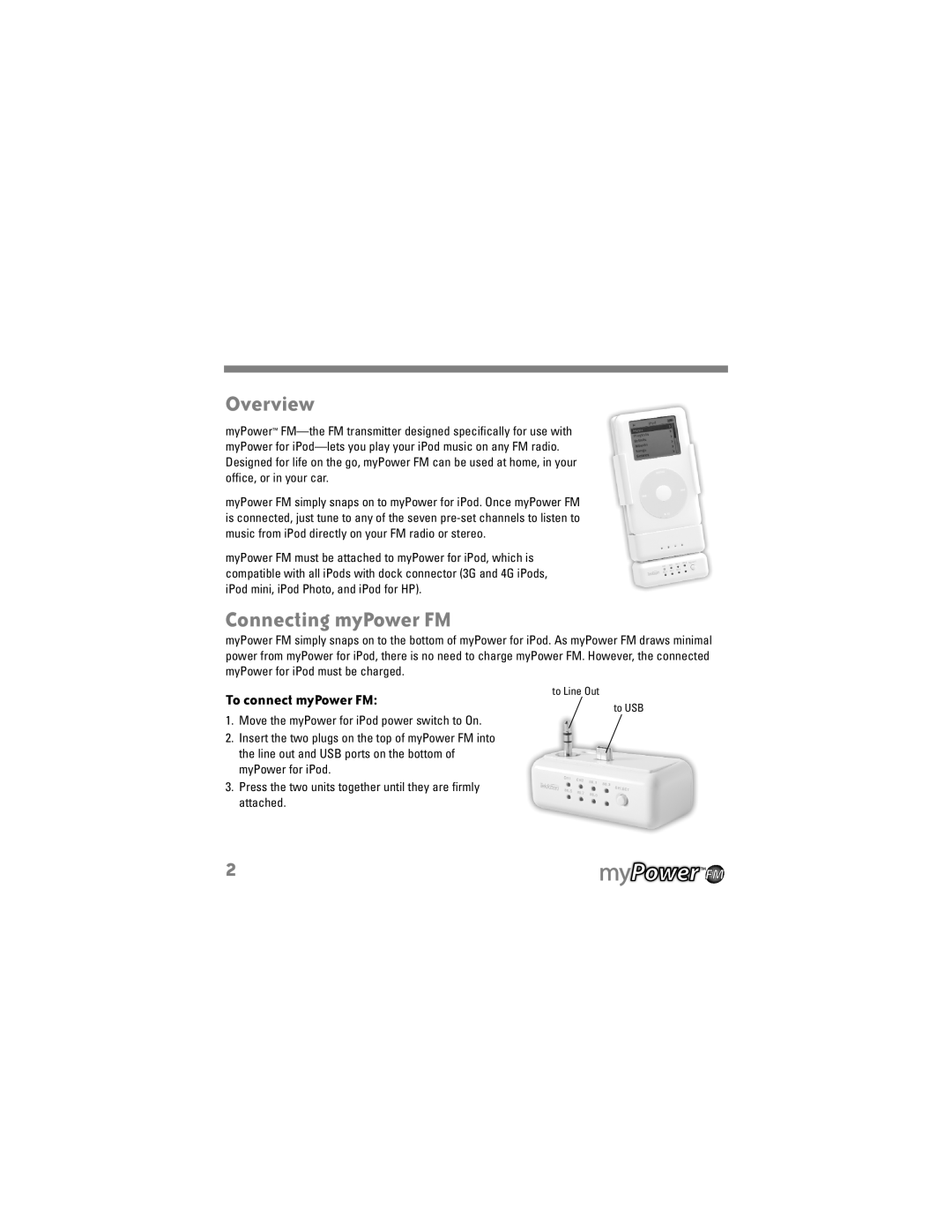 Tekkeon MP1100-50 manual Overview, Connecting myPower FM, To connect myPower FM 