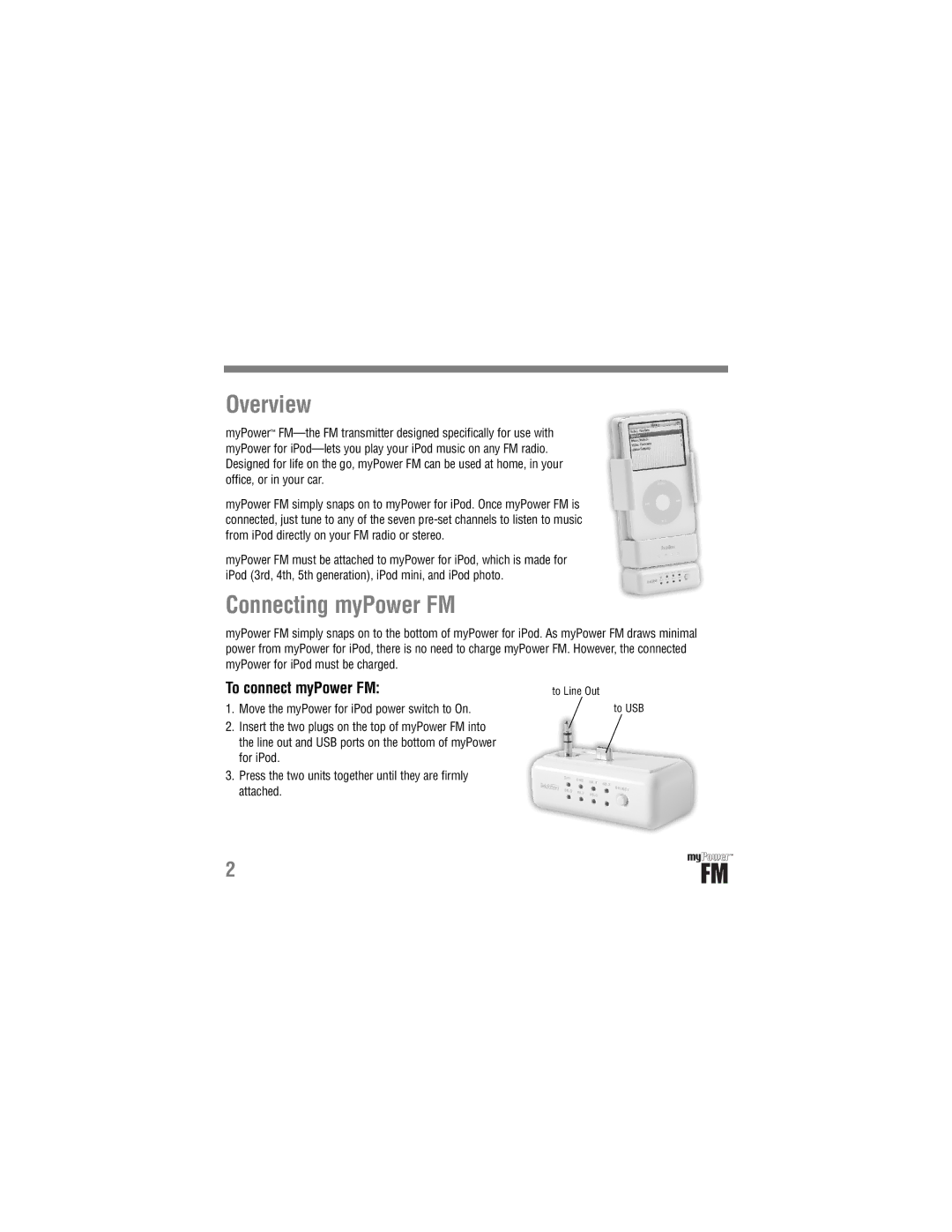 Tekkeon MP110050 manual Overview, Connecting myPower FM, To connect myPower FM 