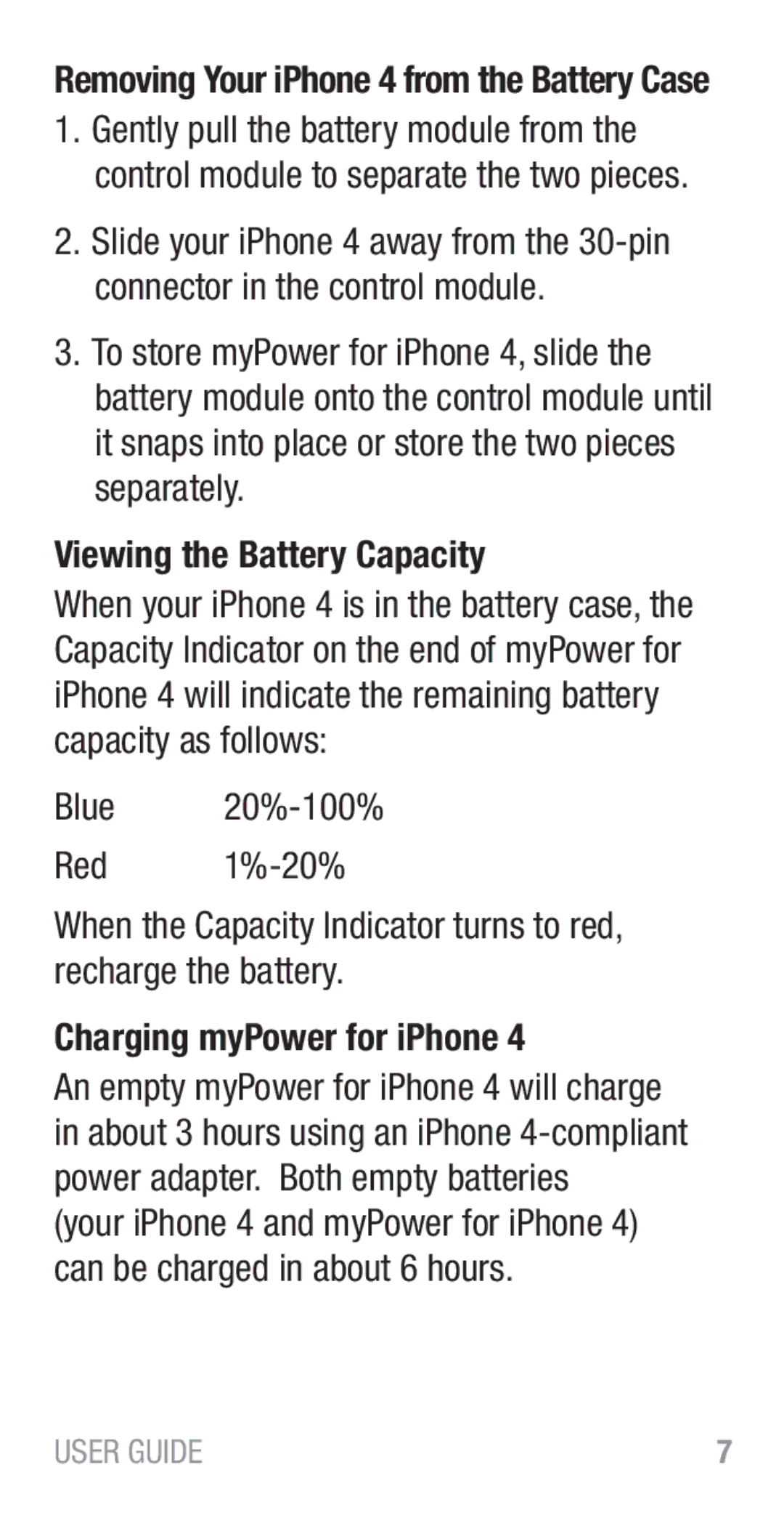 Tekkeon MP1280 manual Viewing the Battery Capacity, Charging myPower for iPhone 