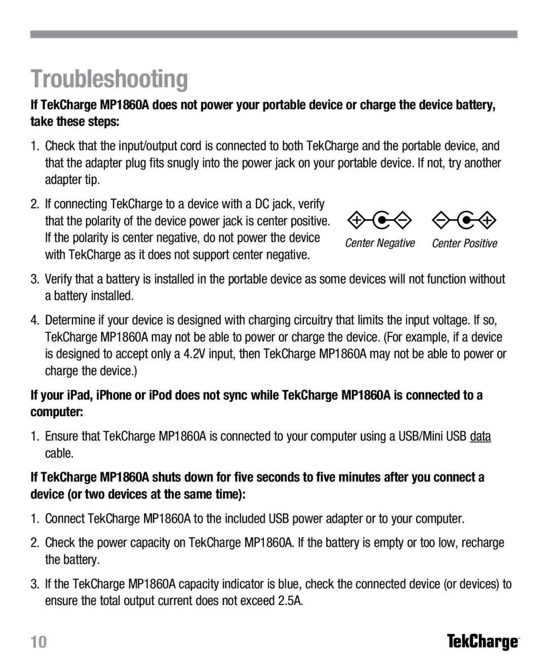 Tekkeon MP1860A manual Troubleshooting 