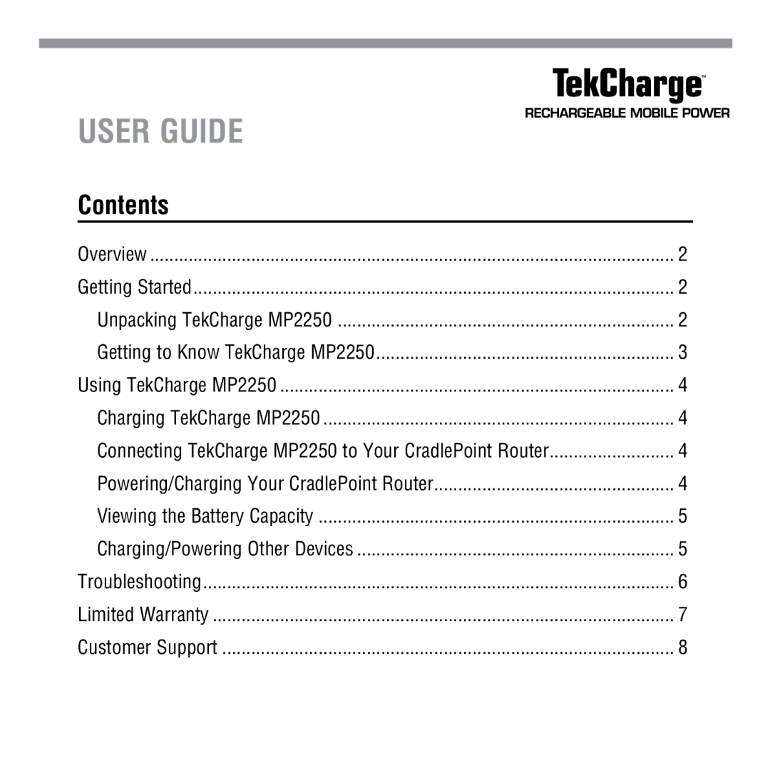 Tekkeon MP2250 manual User Guide 