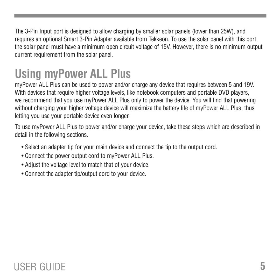 Tekkeon MP3450-10, MP3450i manual Using myPower ALL Plus 