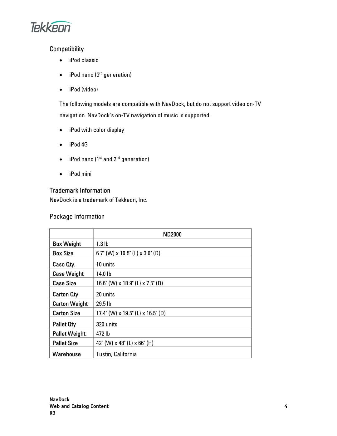 Tekkeon ND2000 manual Compatibility, Trademark Information 