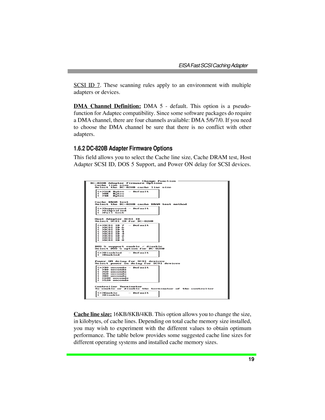 Tekram Technology manual 2 DC-820B Adapter Firmware Options 