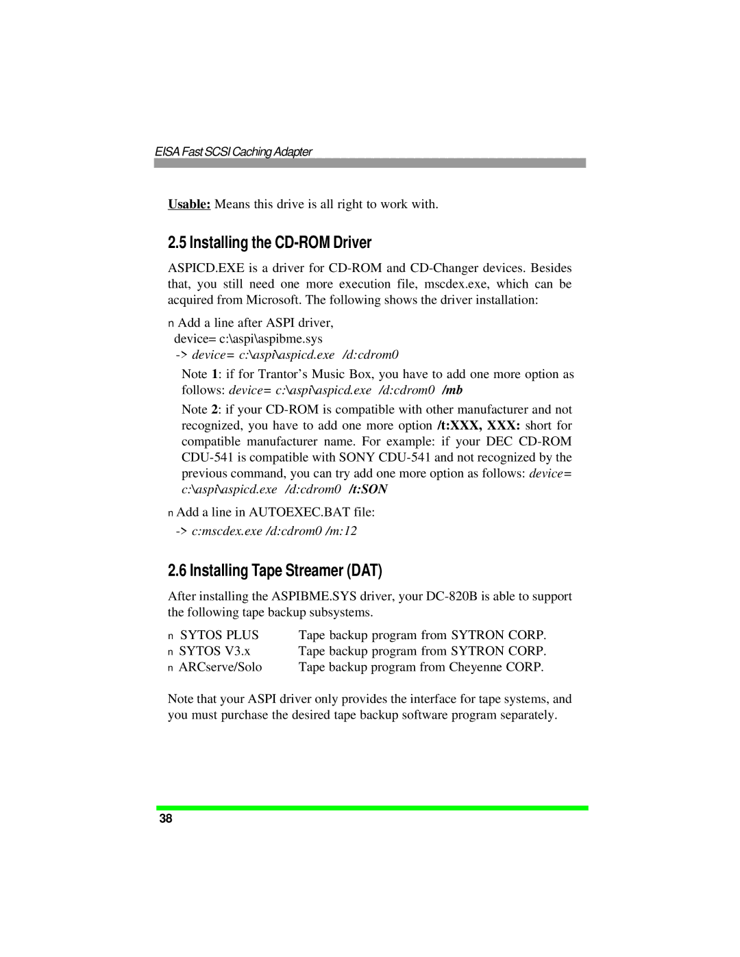 Tekram Technology DC-820B manual Installing the CD-ROM Driver, Installing Tape Streamer DAT 