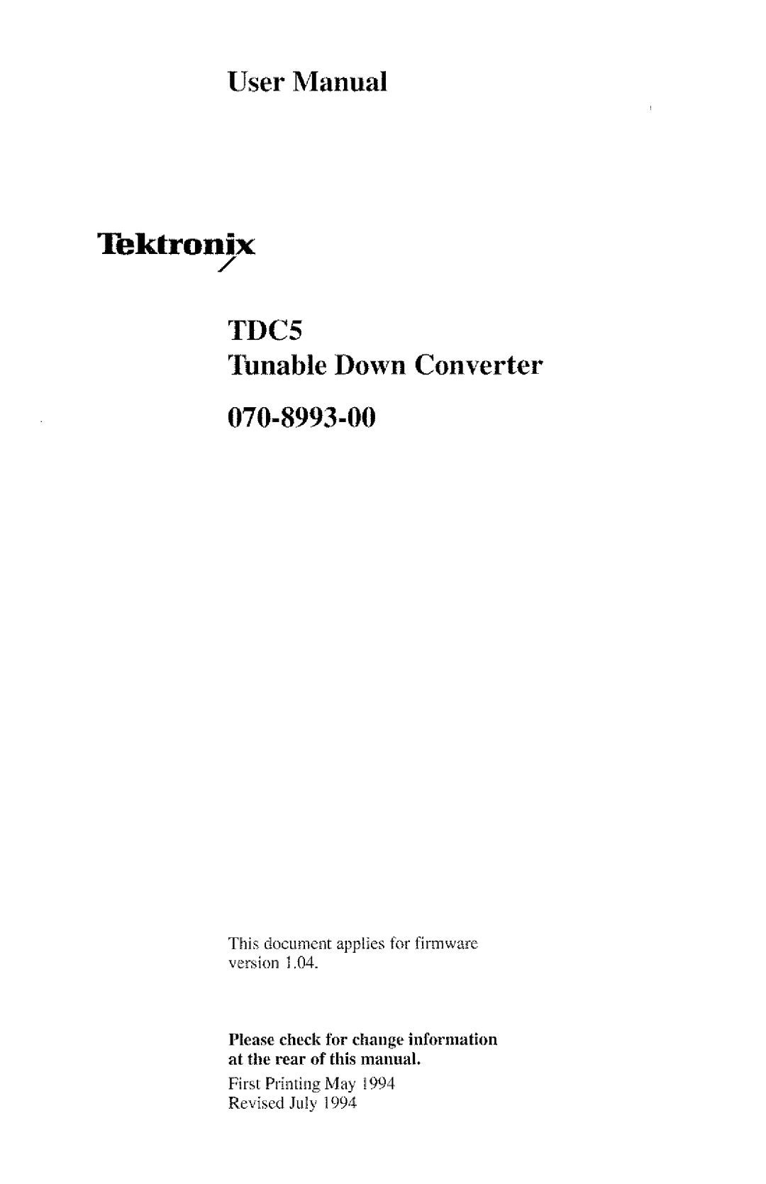 Tektronix 070-8993-00 manual 