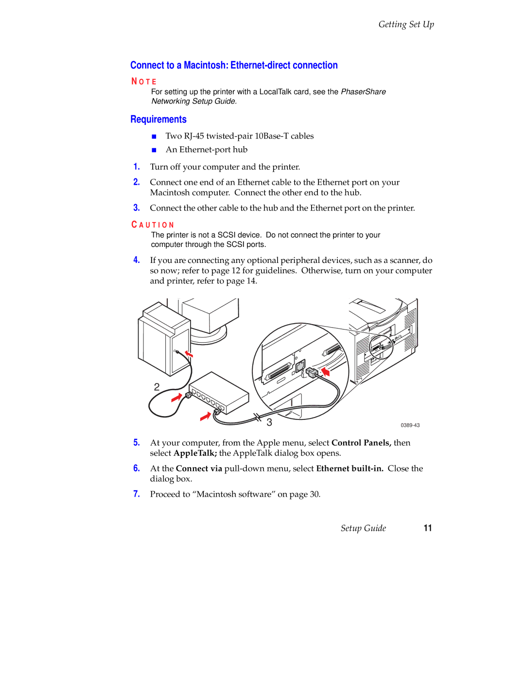 Tektronix 071-0389-00 setup guide Connect to a Macintosh Ethernet-direct connection, Requirements 