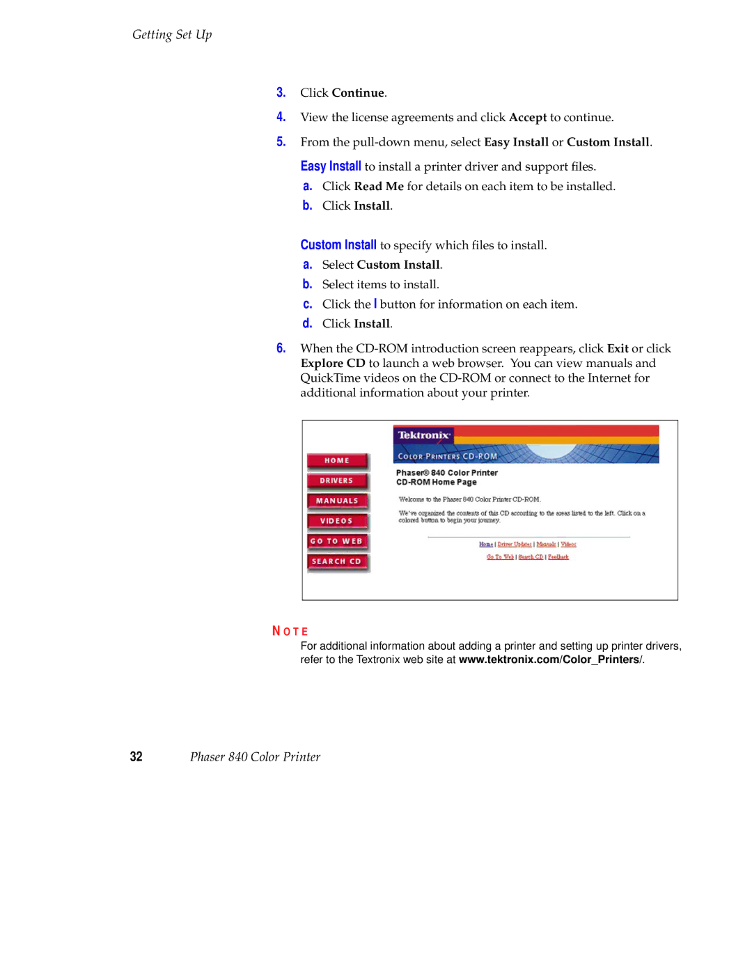 Tektronix 071-0389-00 setup guide Click Continue 