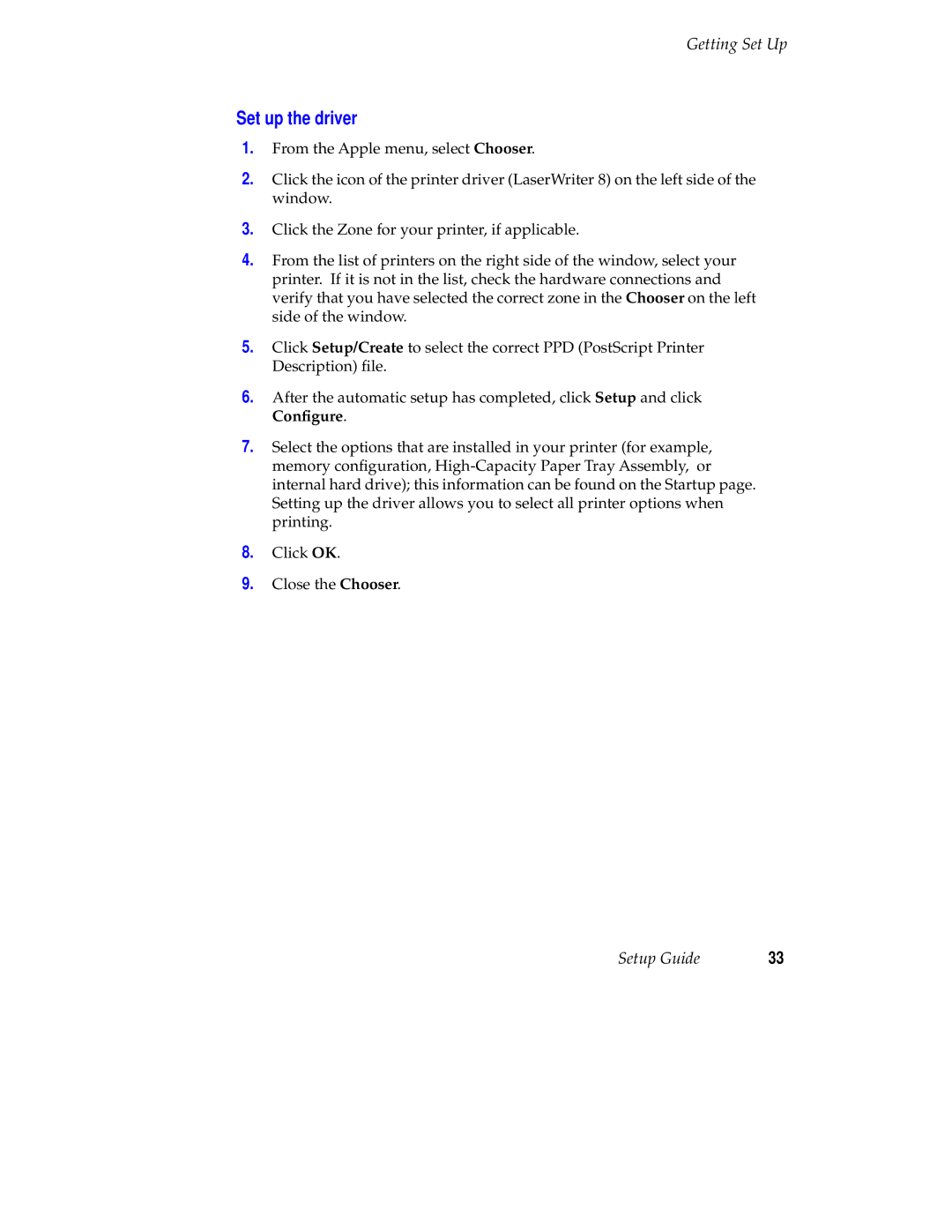 Tektronix 071-0389-00 setup guide Set up the driver 