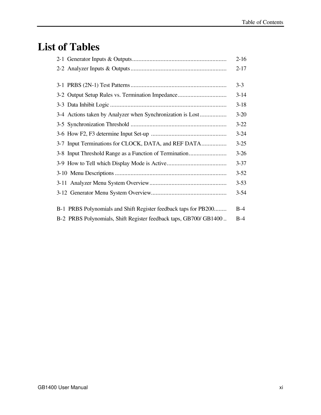 Tektronix 071-0590-00 user manual List of Tables 