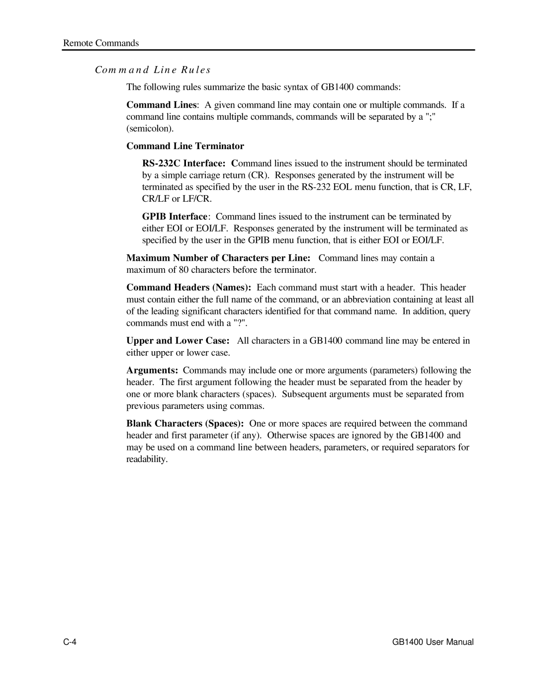 Tektronix 071-0590-00 user manual Command Line Rules, Command Line Terminator 