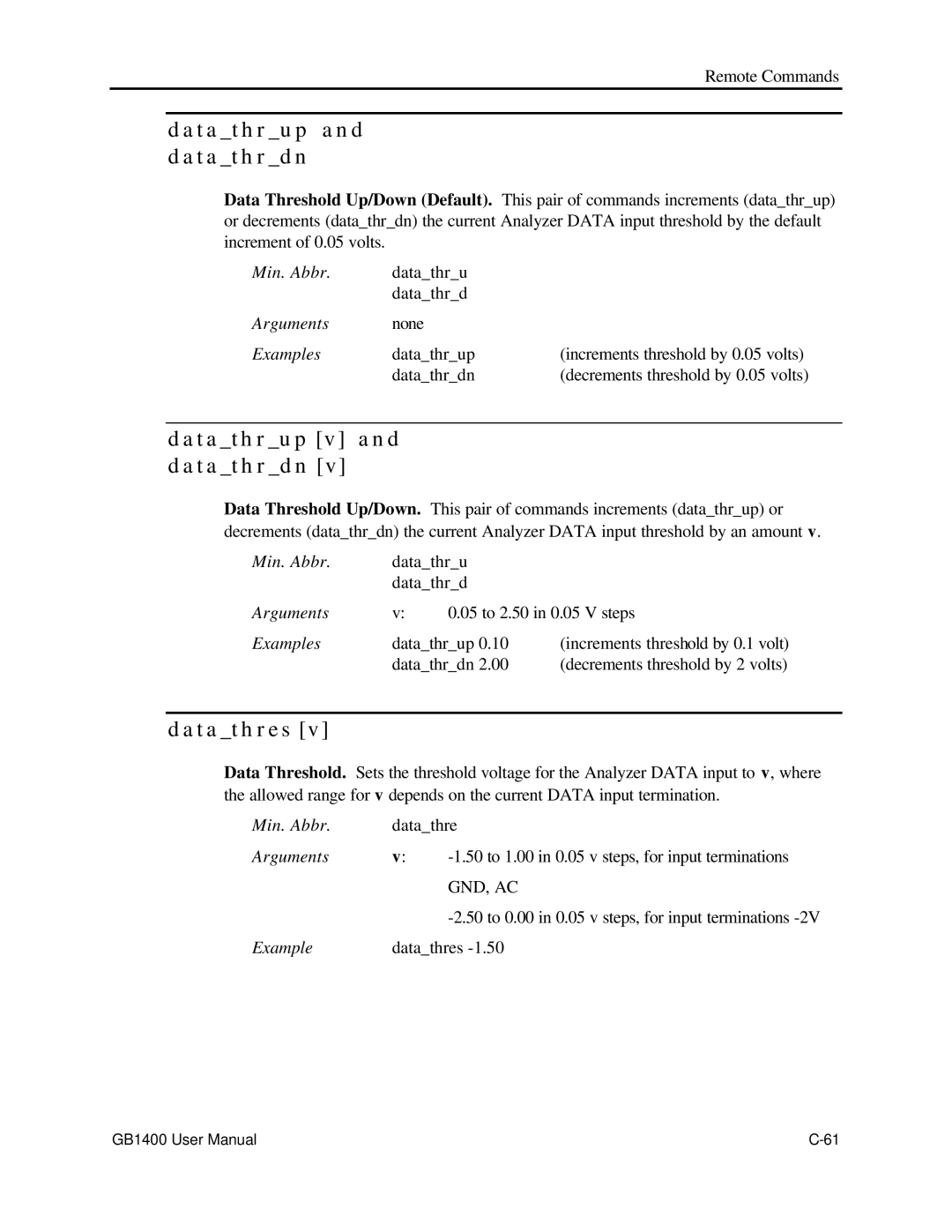 Tektronix 071-0590-00 user manual Datathrup and datathrdn, Datathrup v and datathrdn, Datathres 