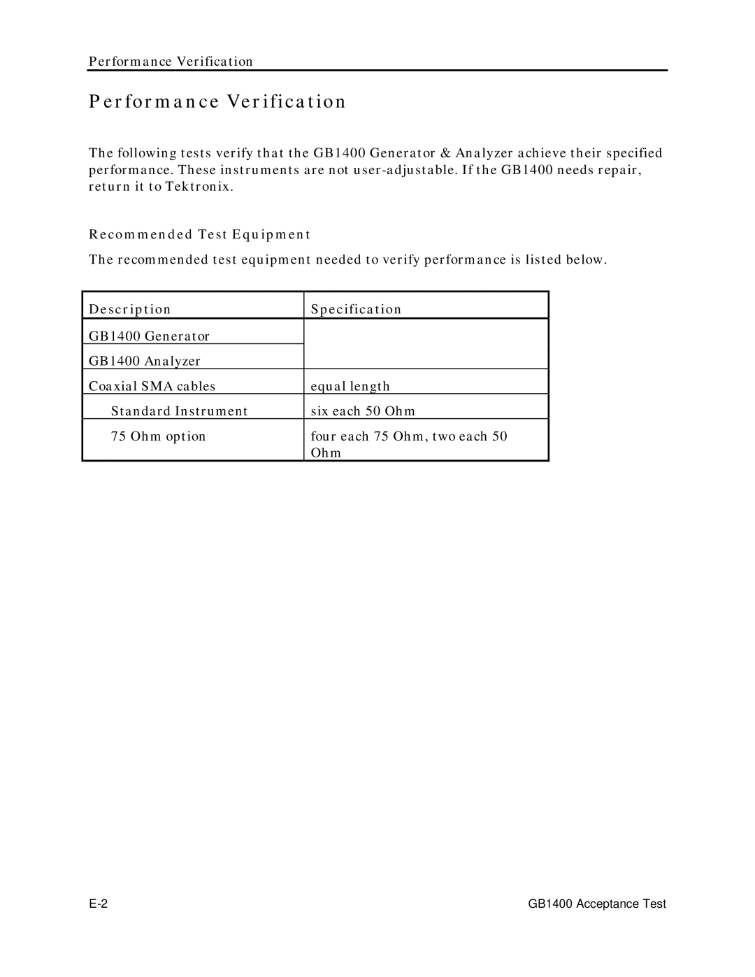 Tektronix 071-0590-00 user manual Performance Verification 