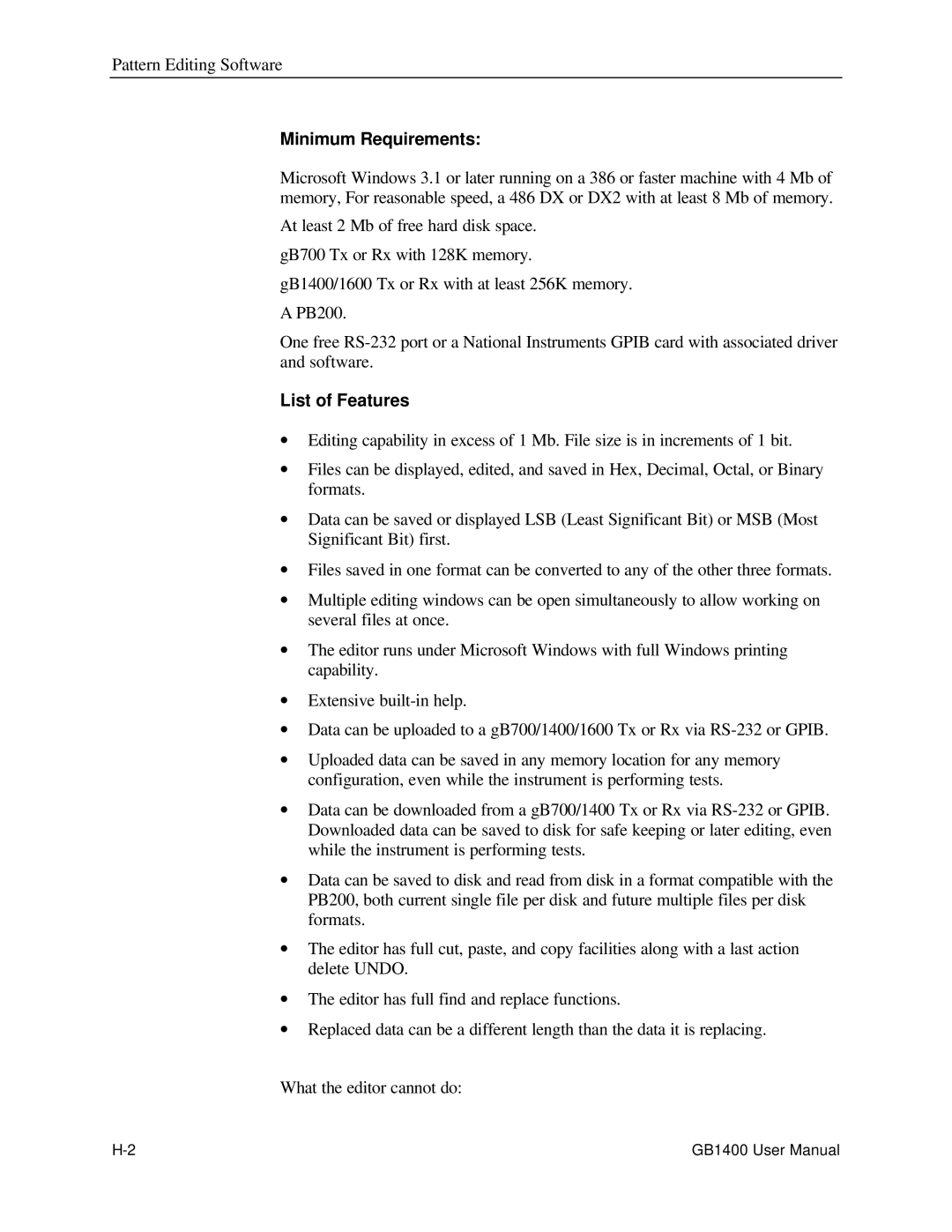 Tektronix 071-0590-00 user manual Minimum Requirements, List of Features 