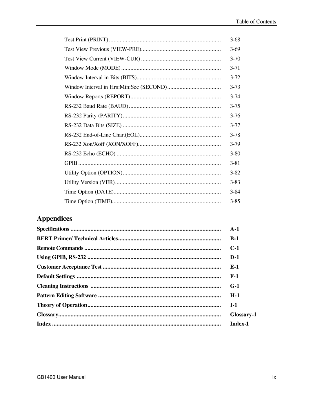 Tektronix 071-0590-00 user manual Gpib, Theory of Operation Glossary Glossary-1 Index Index-1 