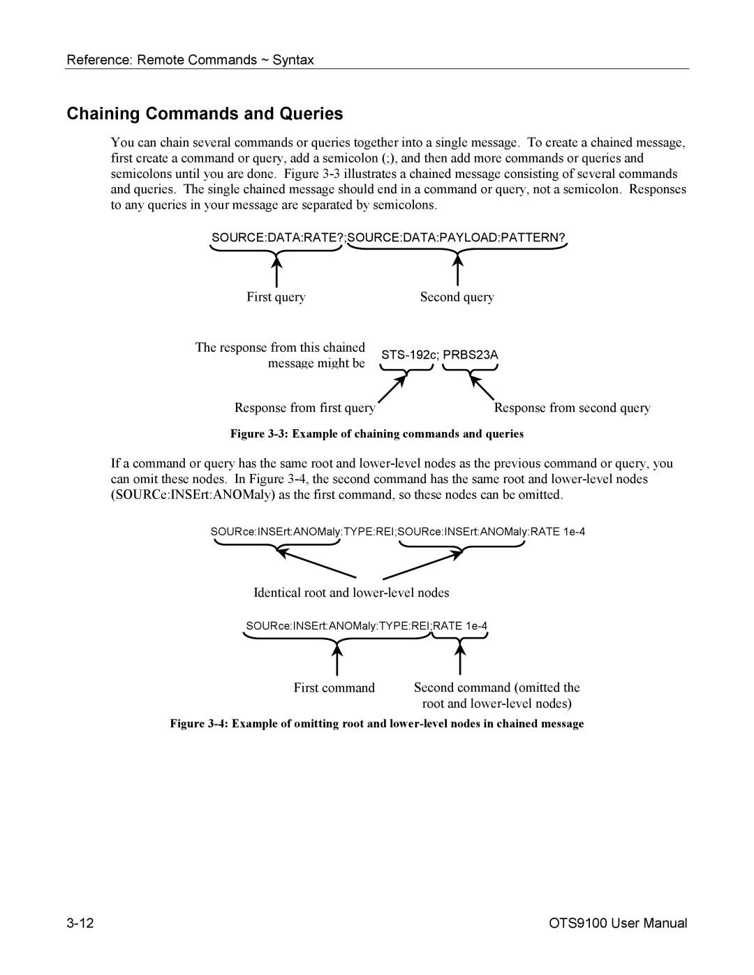 Tektronix 071-0855-05 user manual Chaining Commands and Queries, Example of chaining commands and queries 