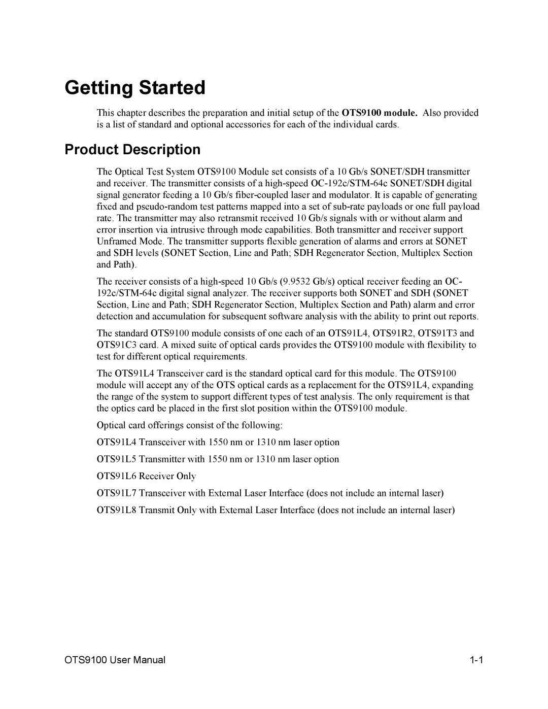 Tektronix 071-0855-05 user manual Getting Started, Product Description 