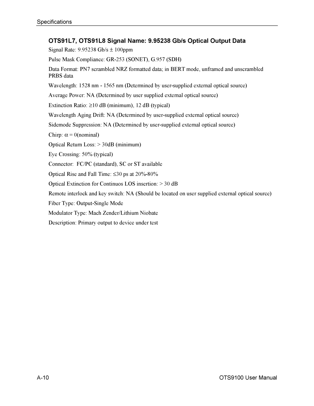 Tektronix 071-0855-05 user manual Specifications 