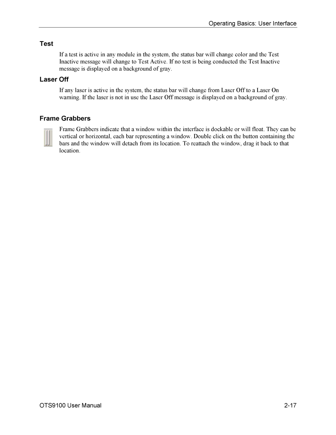 Tektronix 071-0855-05 user manual Test, Laser Off, Frame Grabbers 