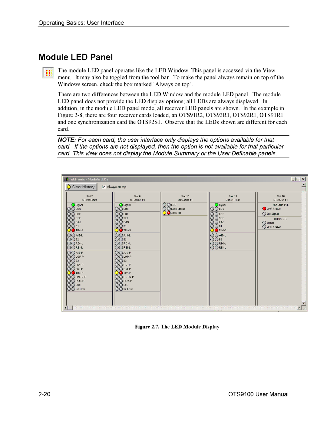 Tektronix 071-0855-05 user manual Module LED Panel, LED Module Display 