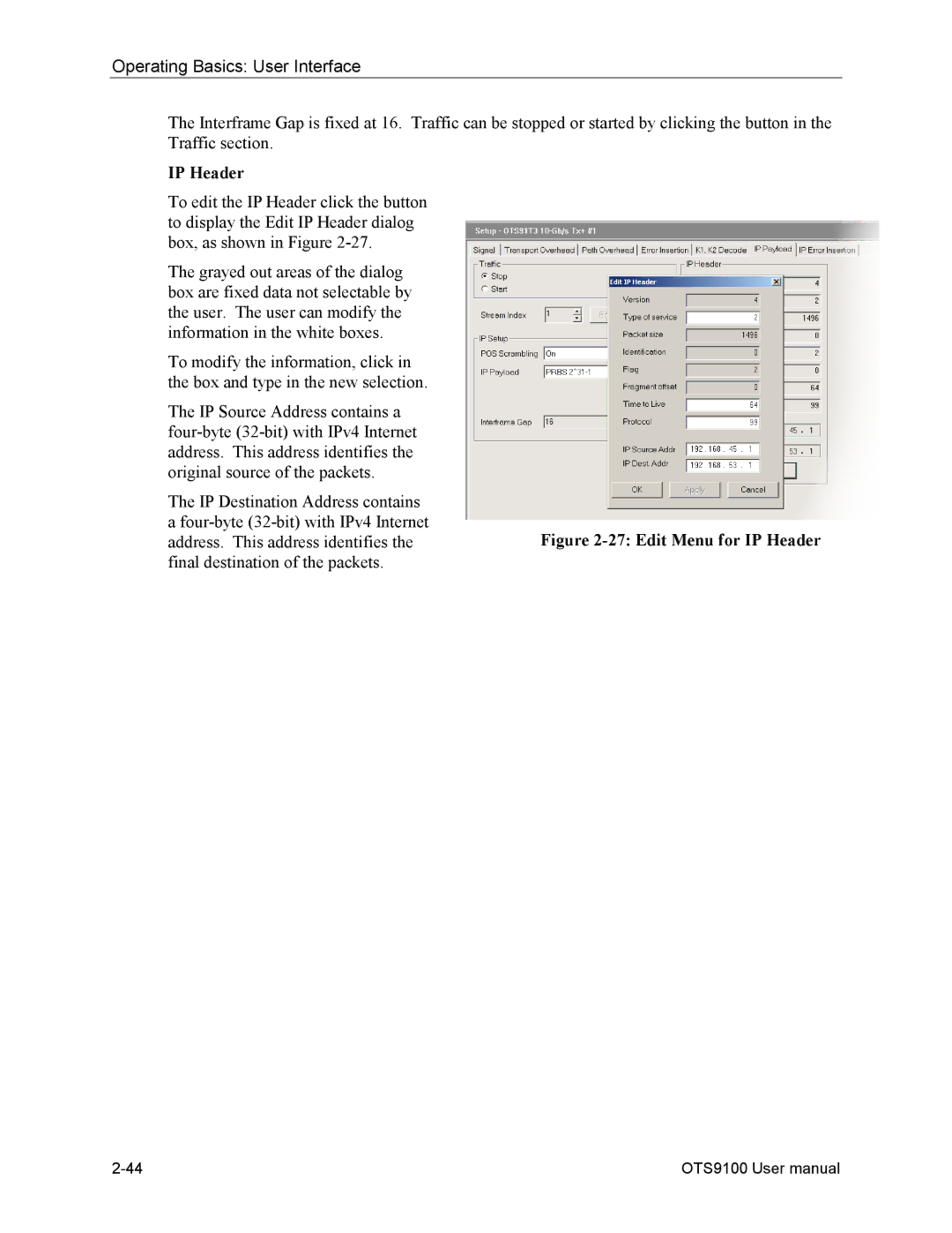 Tektronix 071-0855-05 user manual IP Header 