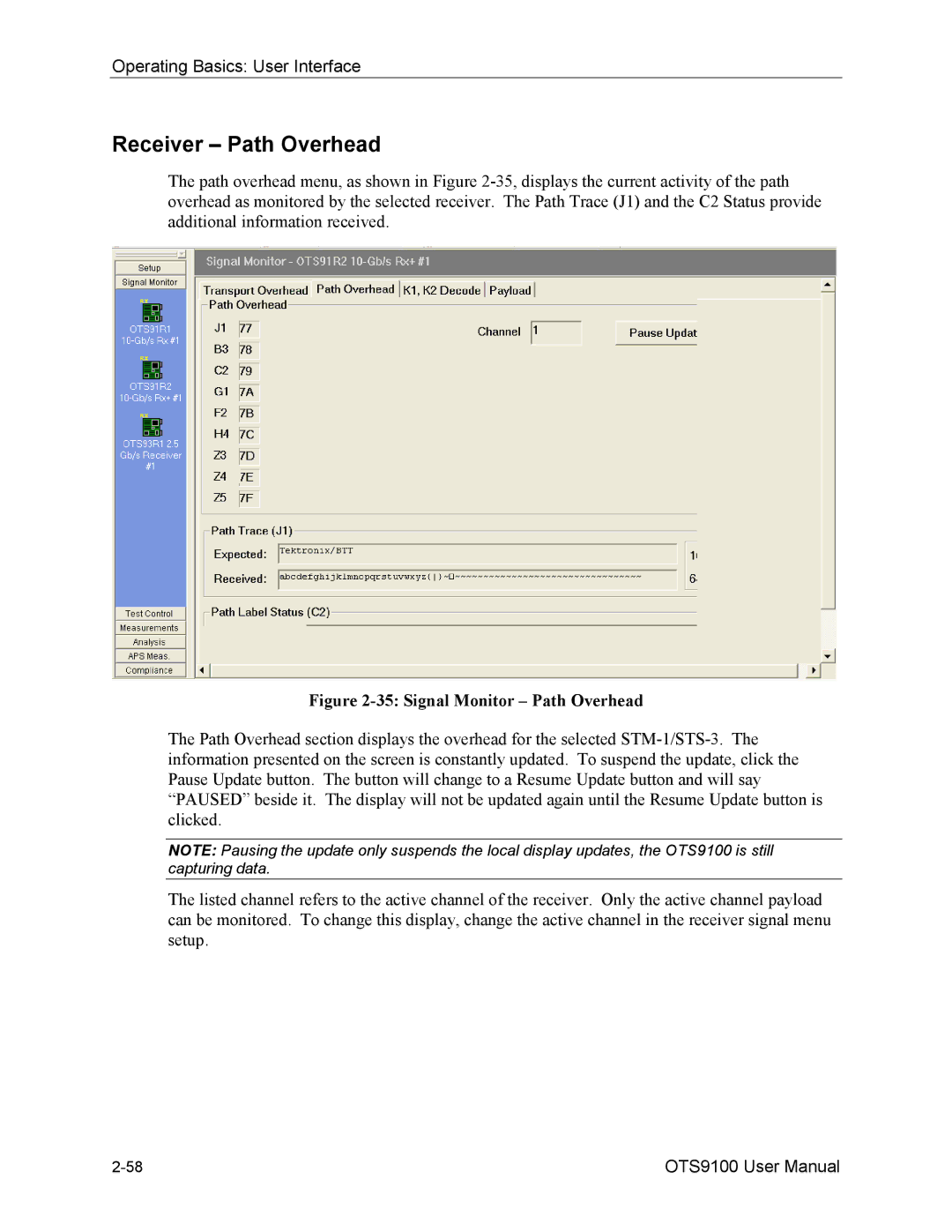 Tektronix 071-0855-05 user manual Receiver Path Overhead, Signal Monitor Path Overhead 