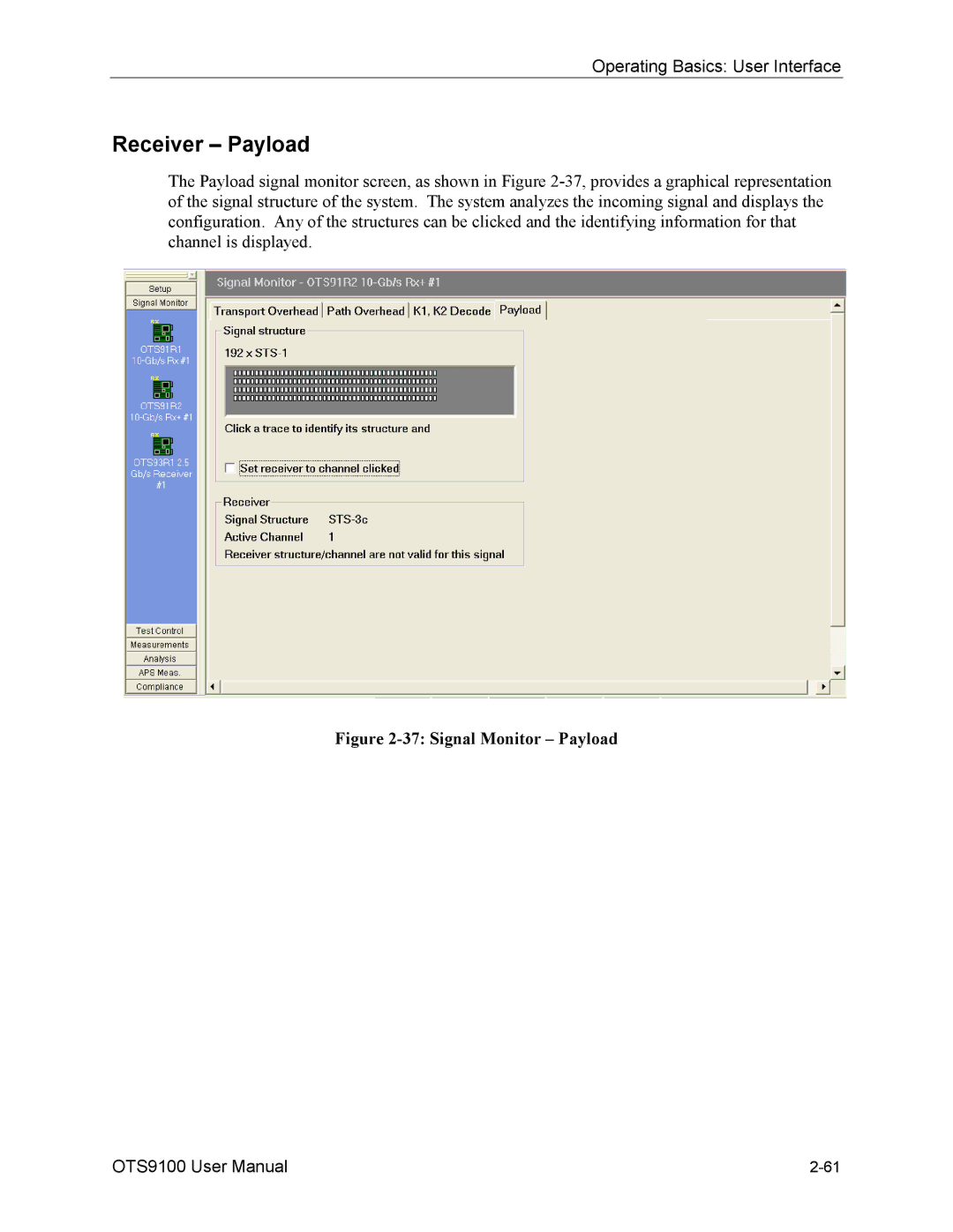 Tektronix 071-0855-05 user manual Receiver Payload, Signal Monitor Payload 