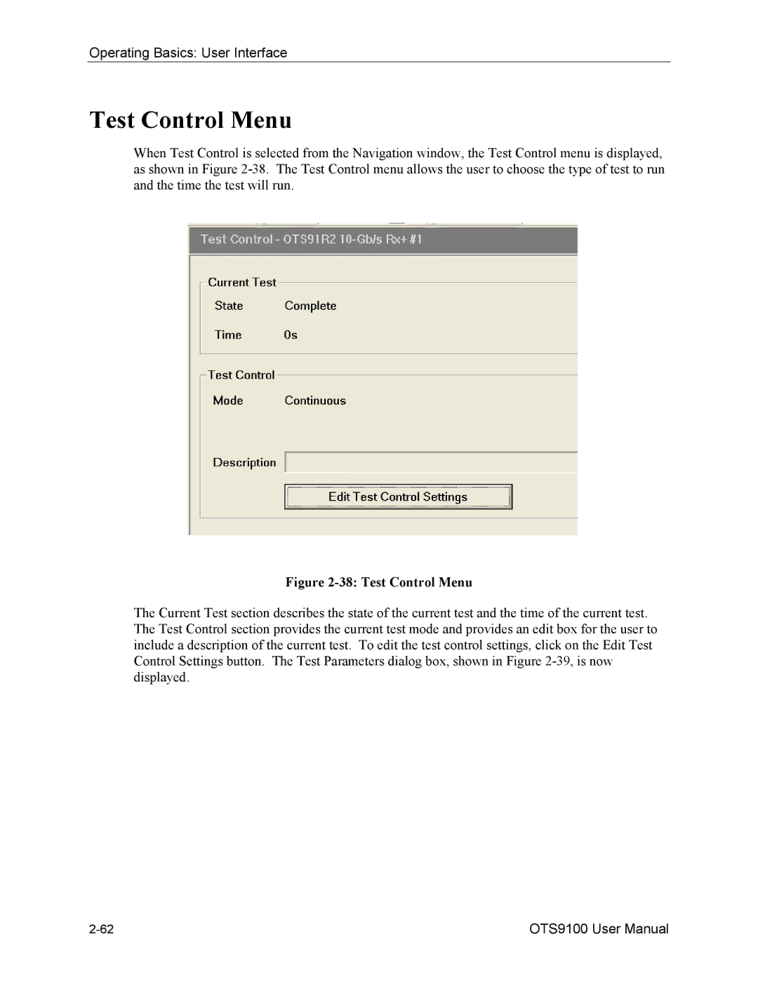 Tektronix 071-0855-05 user manual Test Control Menu 