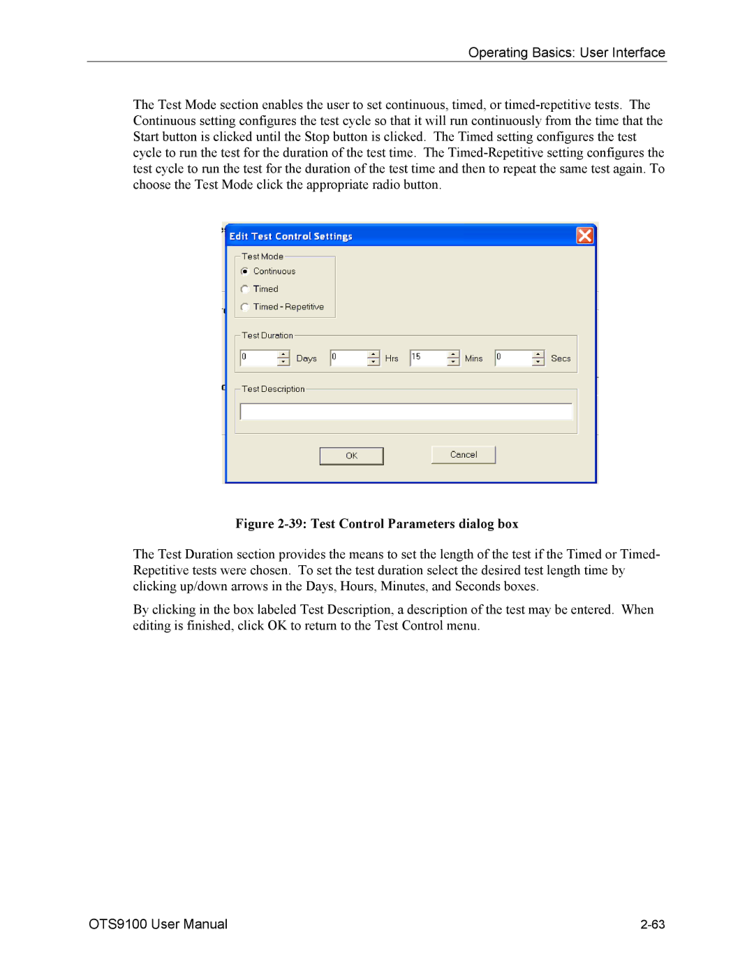 Tektronix 071-0855-05 user manual Test Control Parameters dialog box 