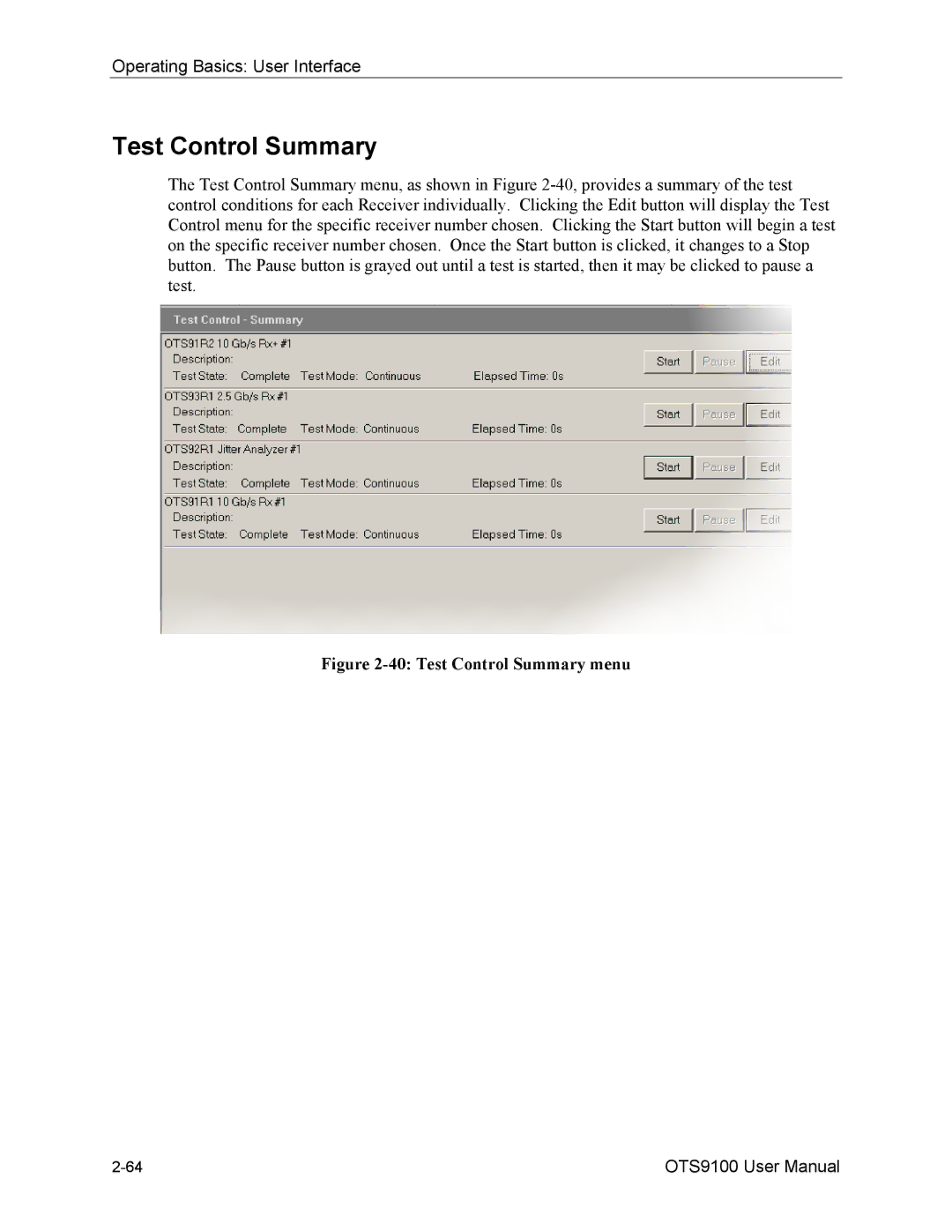 Tektronix 071-0855-05 user manual Test Control Summary menu 