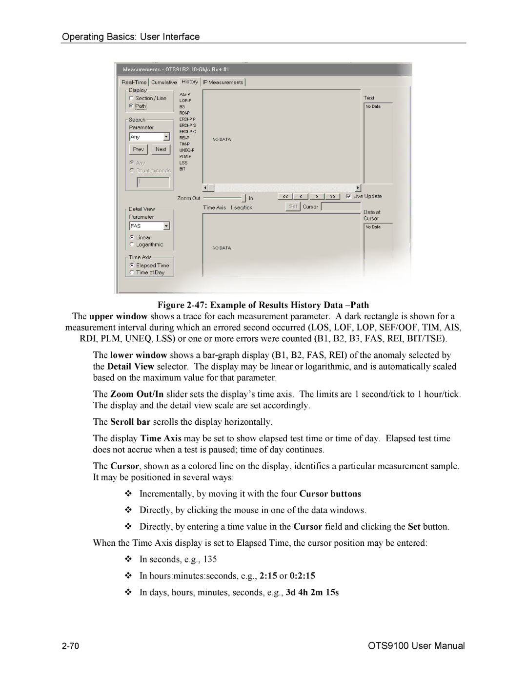 Tektronix 071-0855-05 user manual Example of Results History Data -Path 