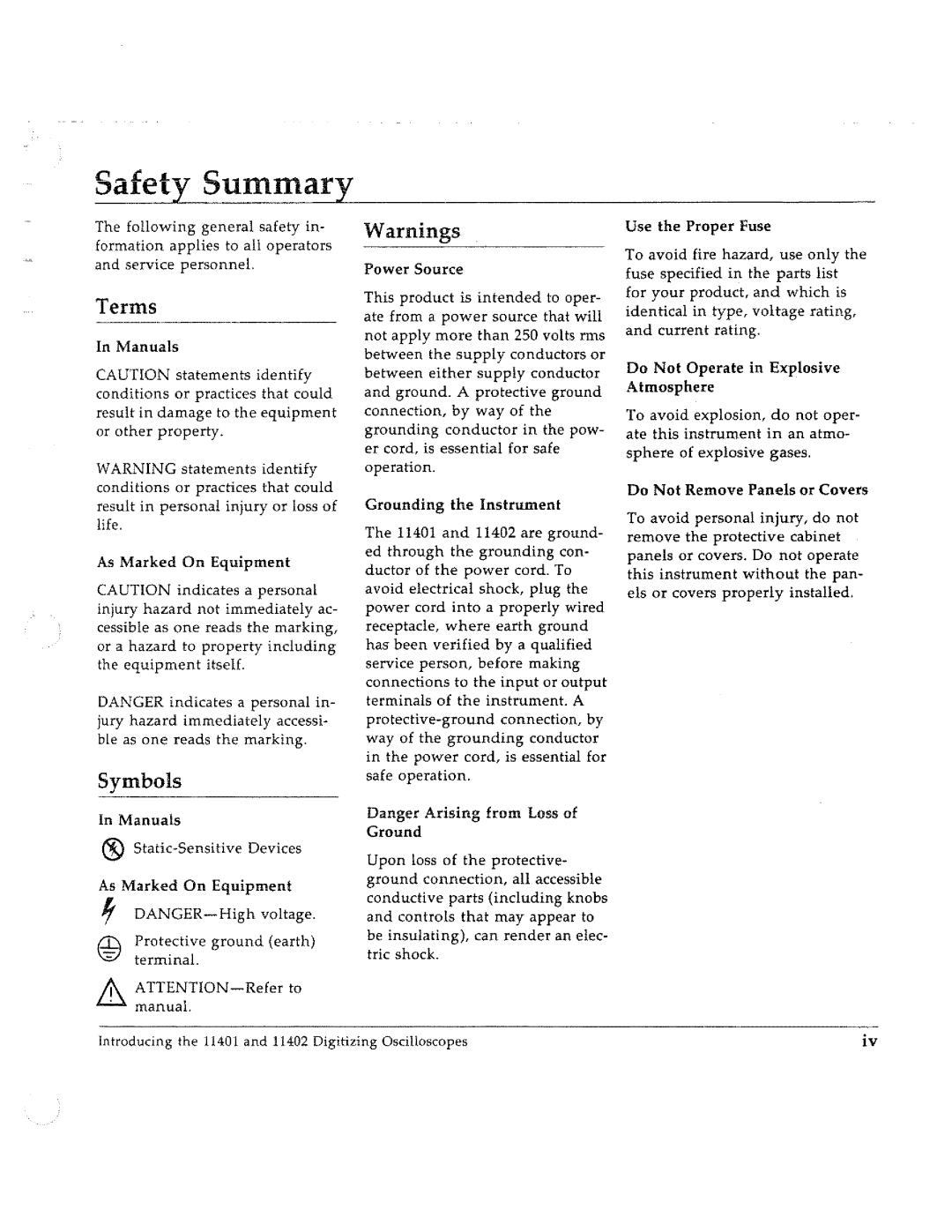 Tektronix 11402, 11401 manual 