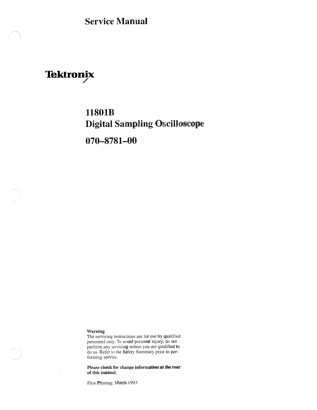 Tektronix 11801B manual 