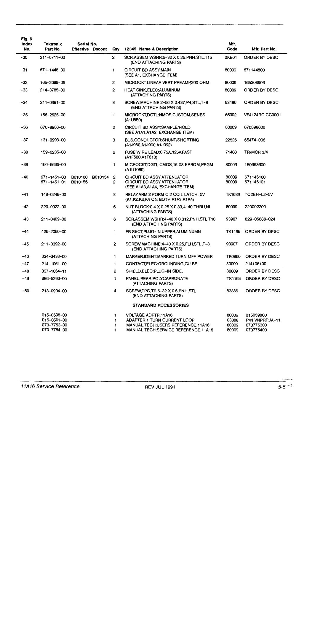 Tektronix 11A16 manual 