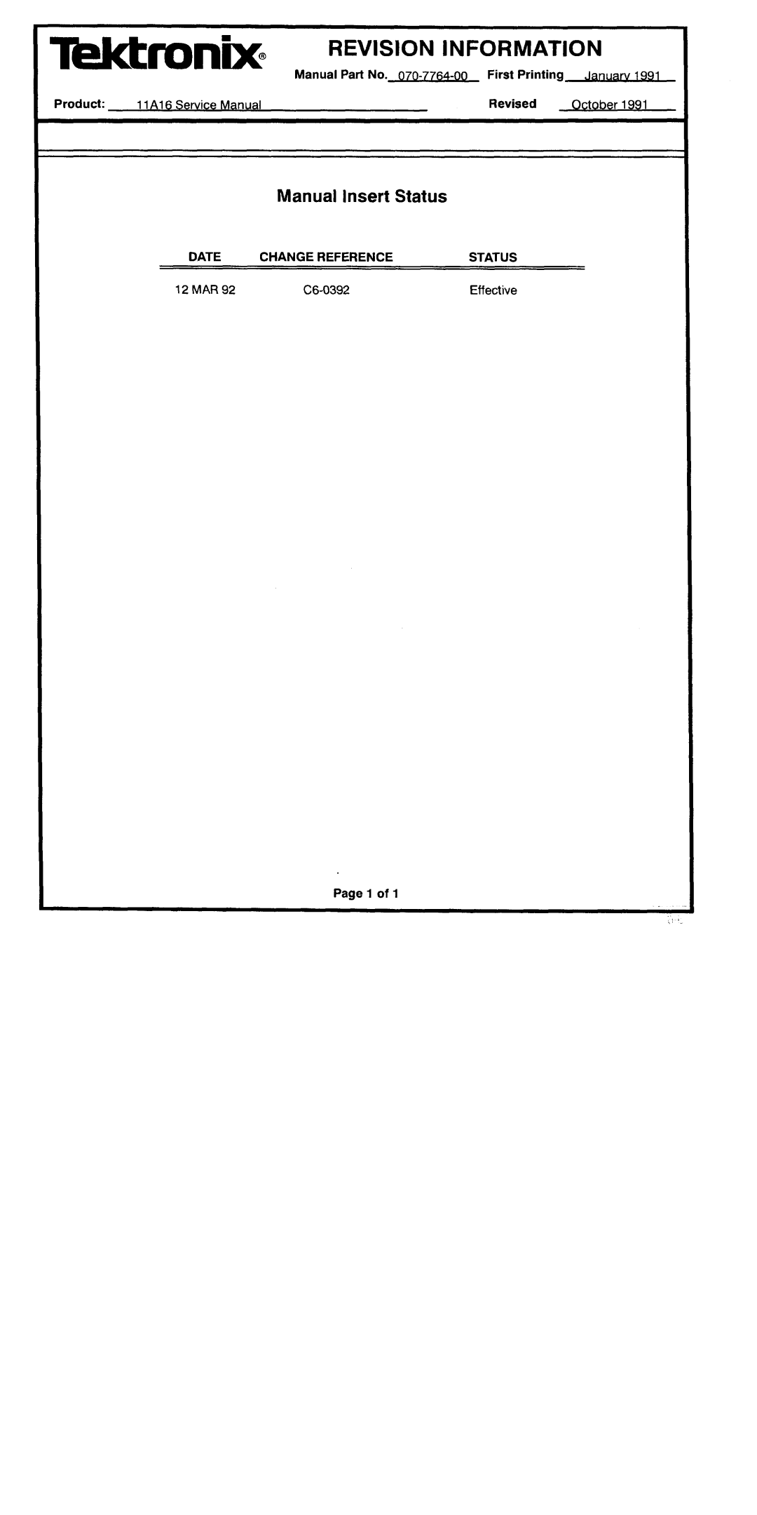 Tektronix 11A16 manual 