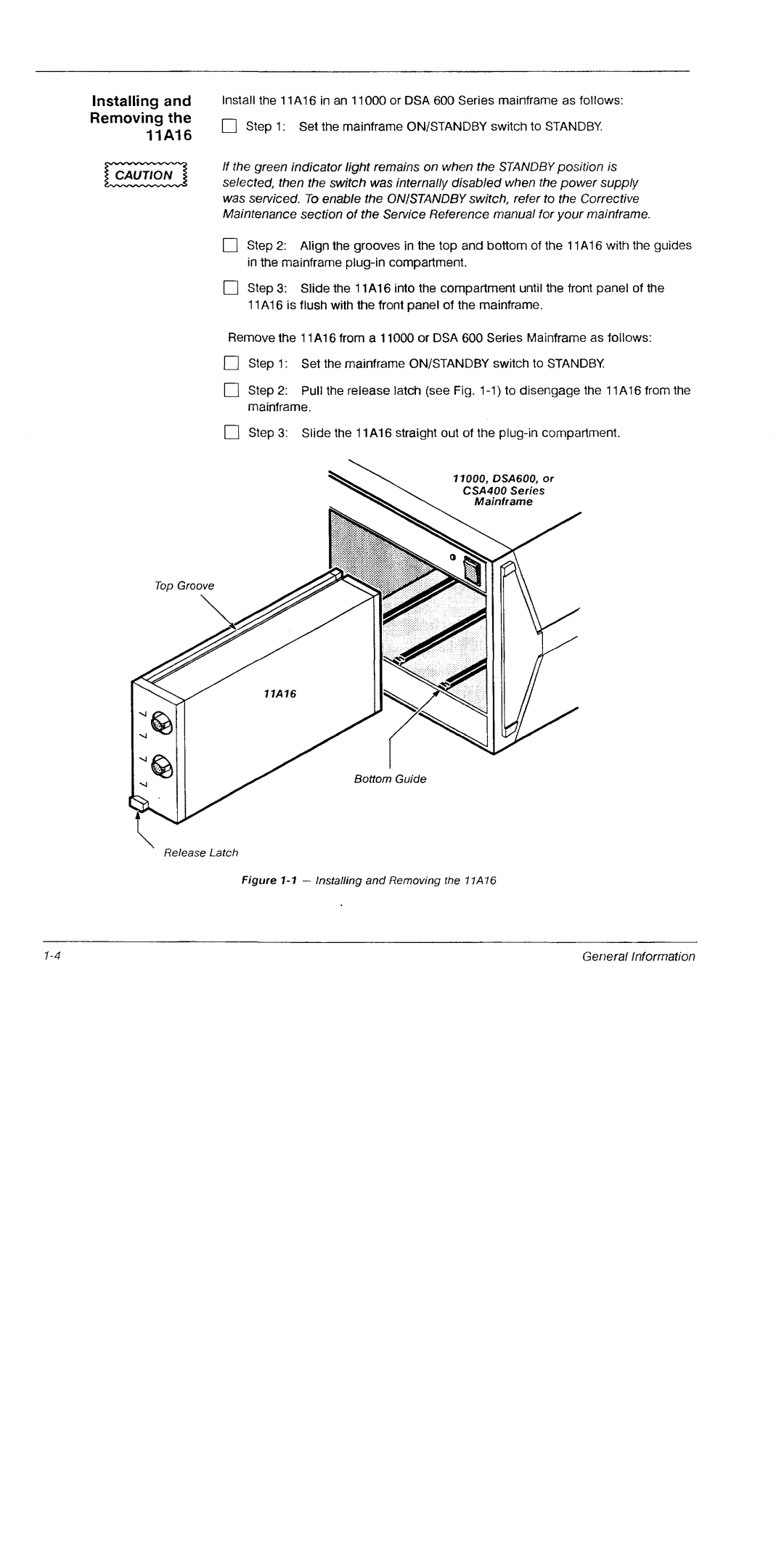 Tektronix 11A16 manual 